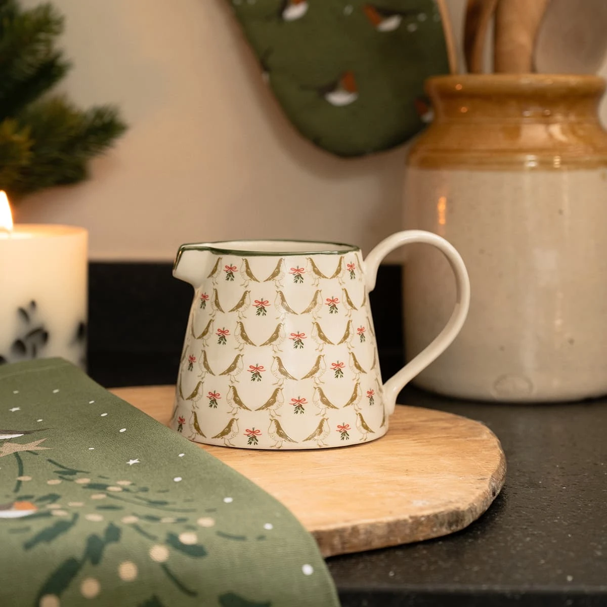 Robin Large Stoneware Jug Robin Large Stoneware Jug -Sophie Allport Shop slj101 all101150m all101602 robin stoneware jug oven mitt tea towel portrait lifestyle high res square