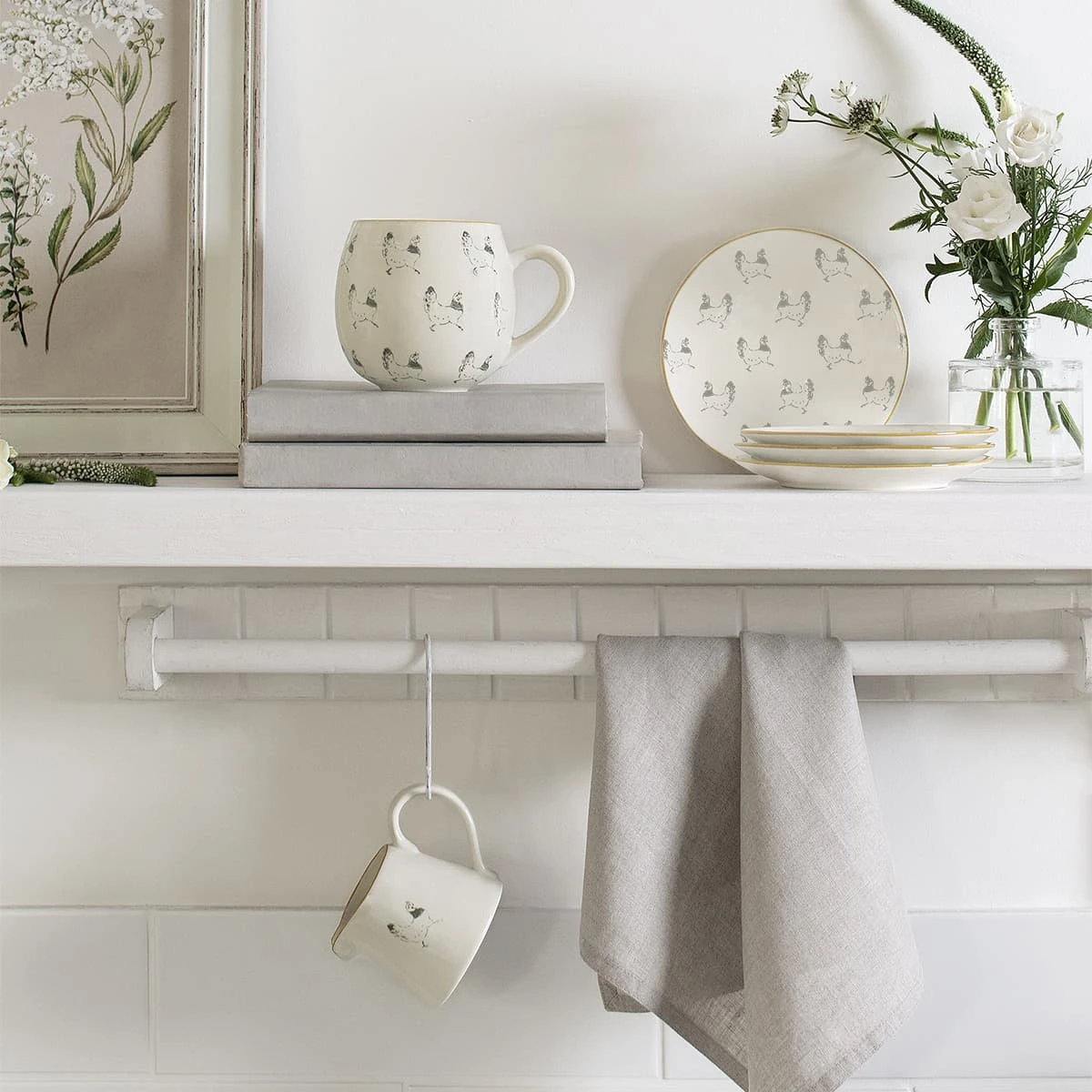 Chicken Stoneware Mug Chicken Stoneware Mug -Sophie Allport Shop spm8 smj8 ssp8 chicken stoneware mug patterned mini jug and side plate lifestyle high res square