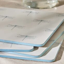 Dragonfly White Placemats (Set Of 4) 2 Dragonfly White Placemats (Set Of 4) -Sophie Allport Shop ss23 dragonfly PMC10901 Placemats detail square