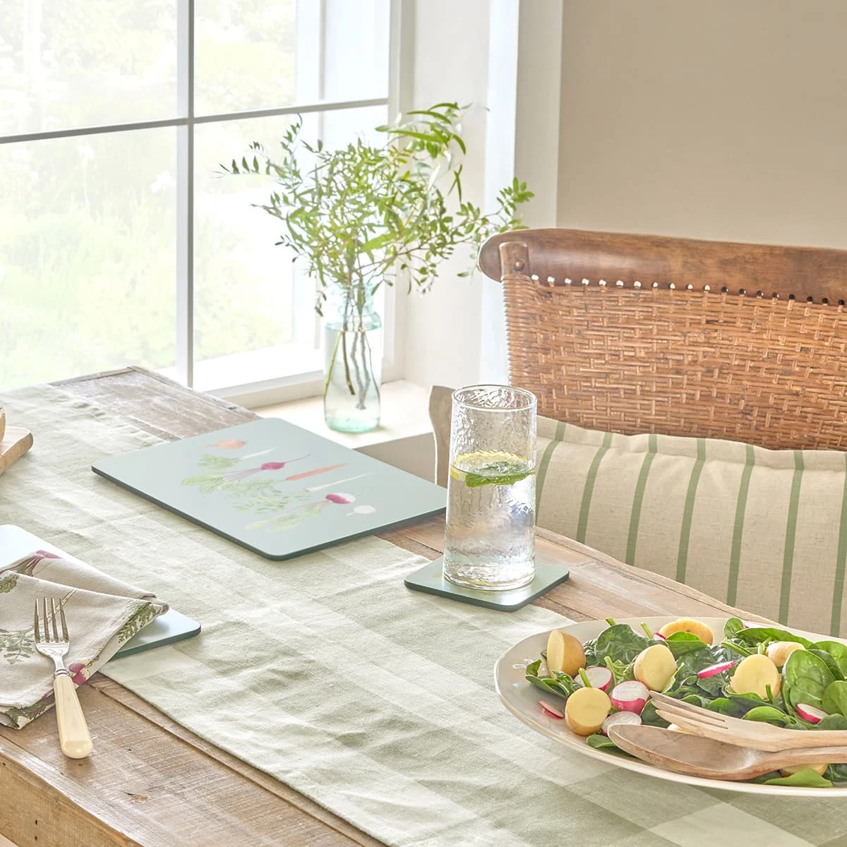 Sage Green Gingham Linen Table Runner Sage Green Gingham Linen Table Runner -Sophie Allport Shop ss23 gingham LINWOS810 Sage Table Runner square 1