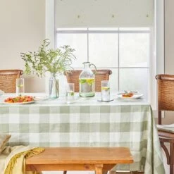 Sage Green Gingham Linen Tablecloth -Sophie Allport Shop ss23 gingham Sage Hero square