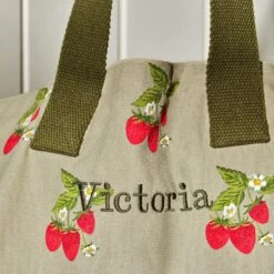 Strawberries Everyday Bag 2 Strawberries Everyday Bag -Sophie Allport Shop ss23 strawberries ALL97540 Personalised Everyday Shopping Bag detail square