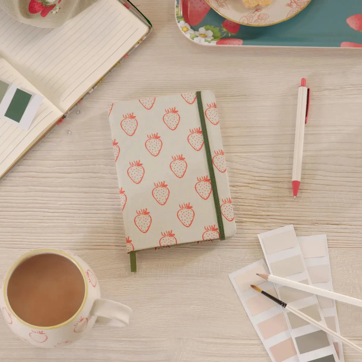 Strawberries B6 Fabric Notebook Strawberries B6 Fabric Notebook -Sophie Allport Shop ss23 strawberries poly97510b6 B6notebook square