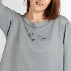 Dachshund Ladies Sweatshirt -Sophie Allport Shop ssl46m dachshund sweatshirt ladies medium modelled cut out high res square
