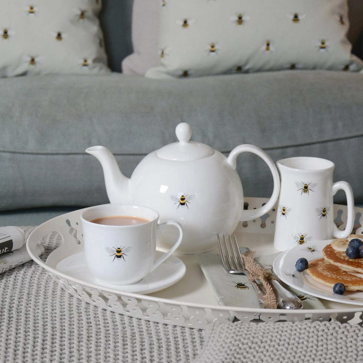 Bees Teapot Bees Teapot -Sophie Allport Shop tc3601 bees small teacup and saucer lifestyle high res web image square