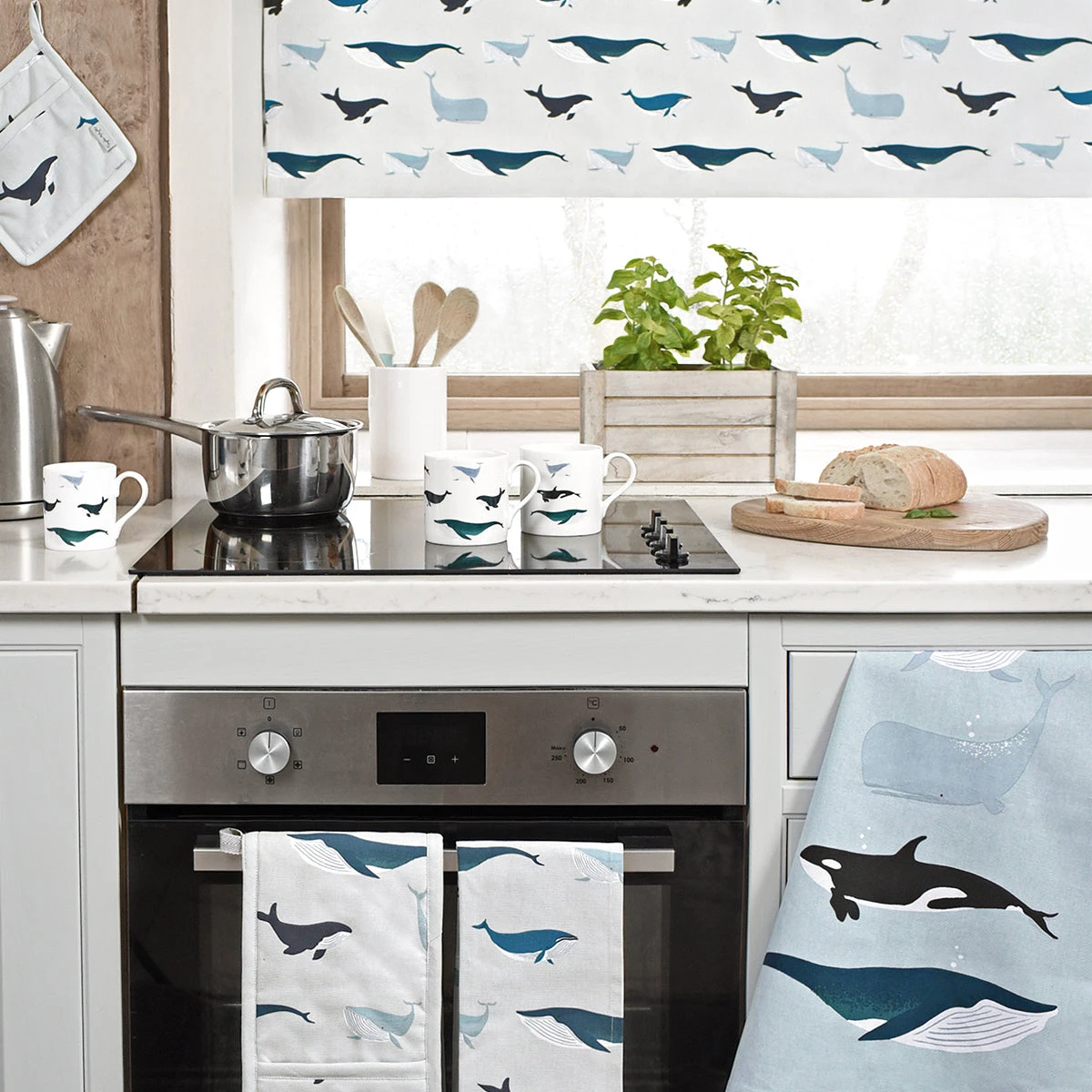 Whales Tea Towel Whales Tea Towel -Sophie Allport Shop whales kitchen collection lifestyle 2 high res square