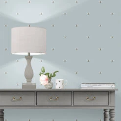 Bees Duck Egg Wallpaper -Sophie Allport Shop wp36de bees wallpaper duck egg 2 lifestyle high res square