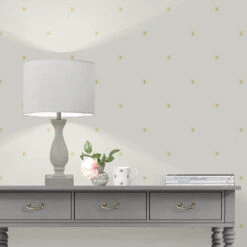 Bees Silhouette Cream & Ochre Wallpaper -Sophie Allport Shop wp36sco bees wallpaper silhouette cream and ochre 2 lifestyle high res square