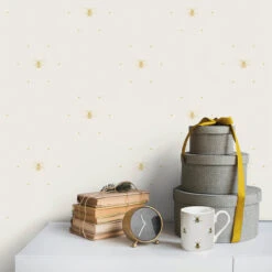 Bees Silhouette Cream & Ochre Wallpaper -Sophie Allport Shop wp36sco bees wallpaper silhouette cream and ochre 3 lifestyle high res square